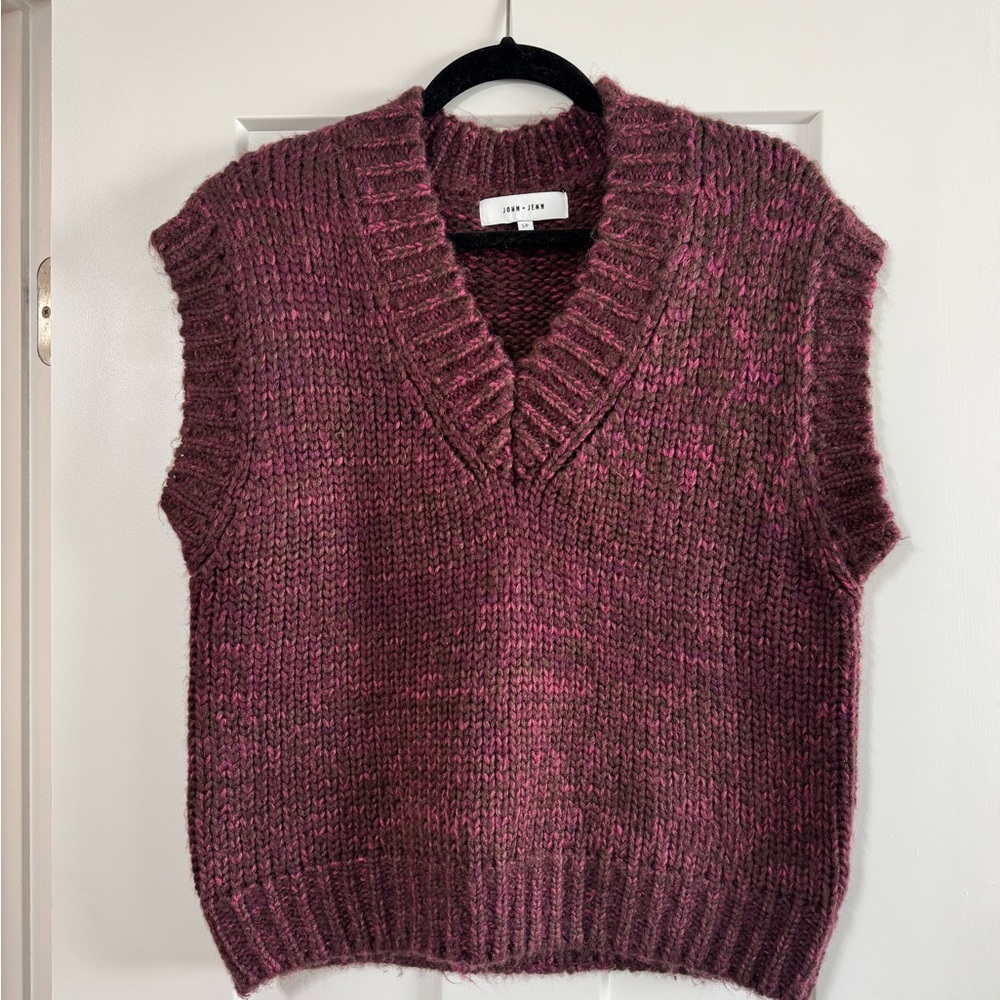 Free People John + Jenn Maroon V-Neck Sweater Vest